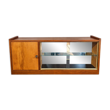 Mid-Century walnut wall display cabinet – 1950s
