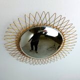 Vintage Bohemian golden sunburst mirror, 1960s