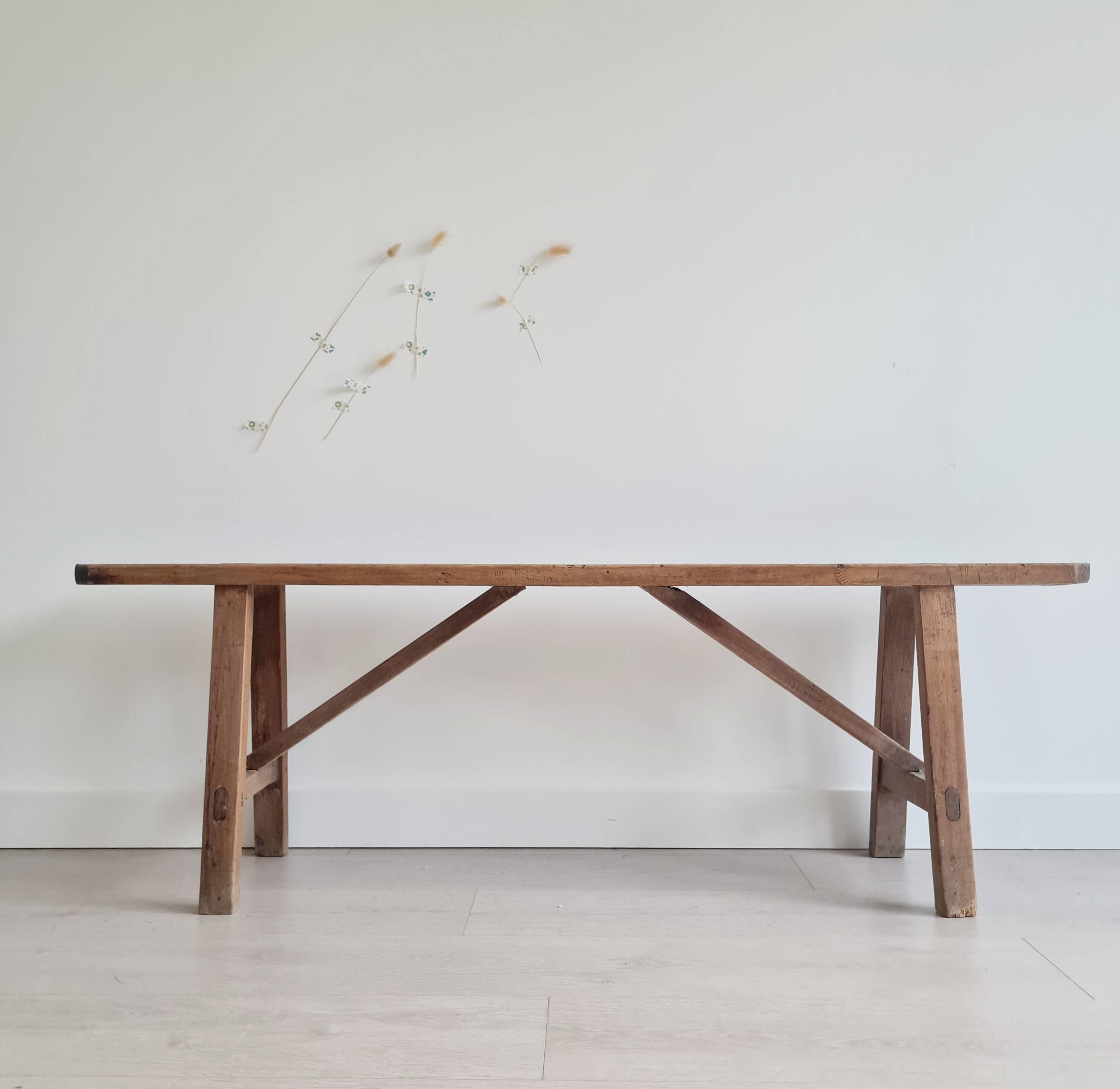 Antique wooden farm bench