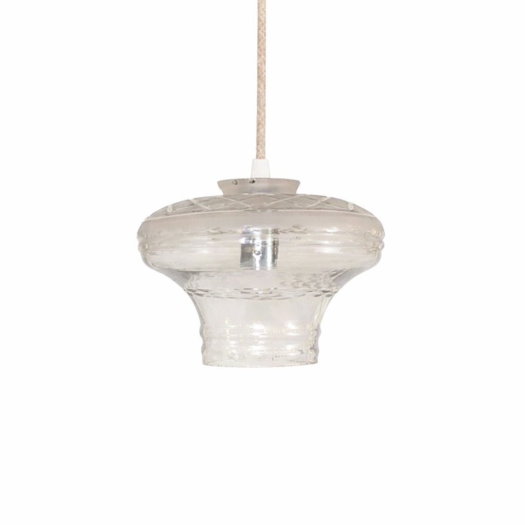 Lampe suspendue Art Déco en verre taillé