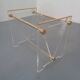 Italian acrylic glass and brass magazine rack, 1970s