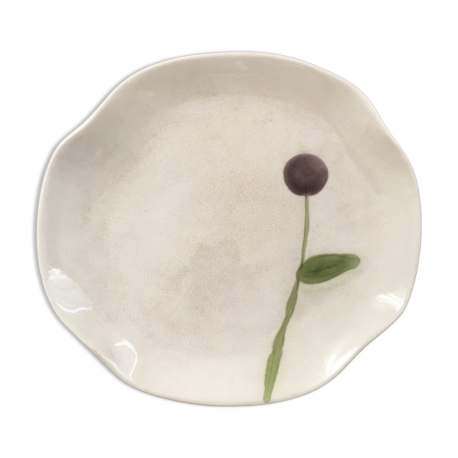 Plat décor fleur mauve