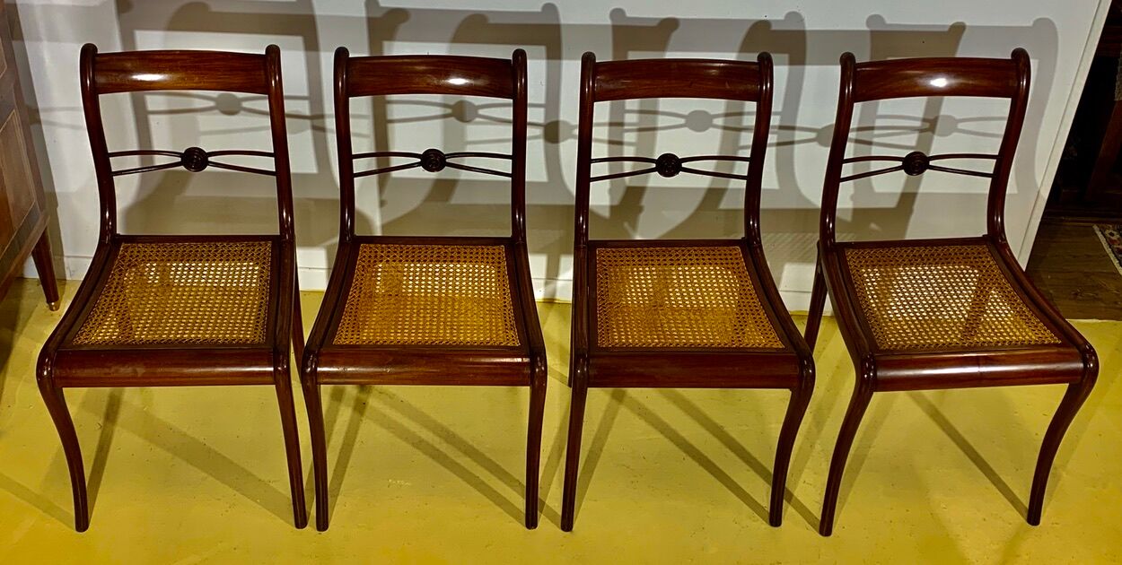 4 chaises style directoire en acajou massif