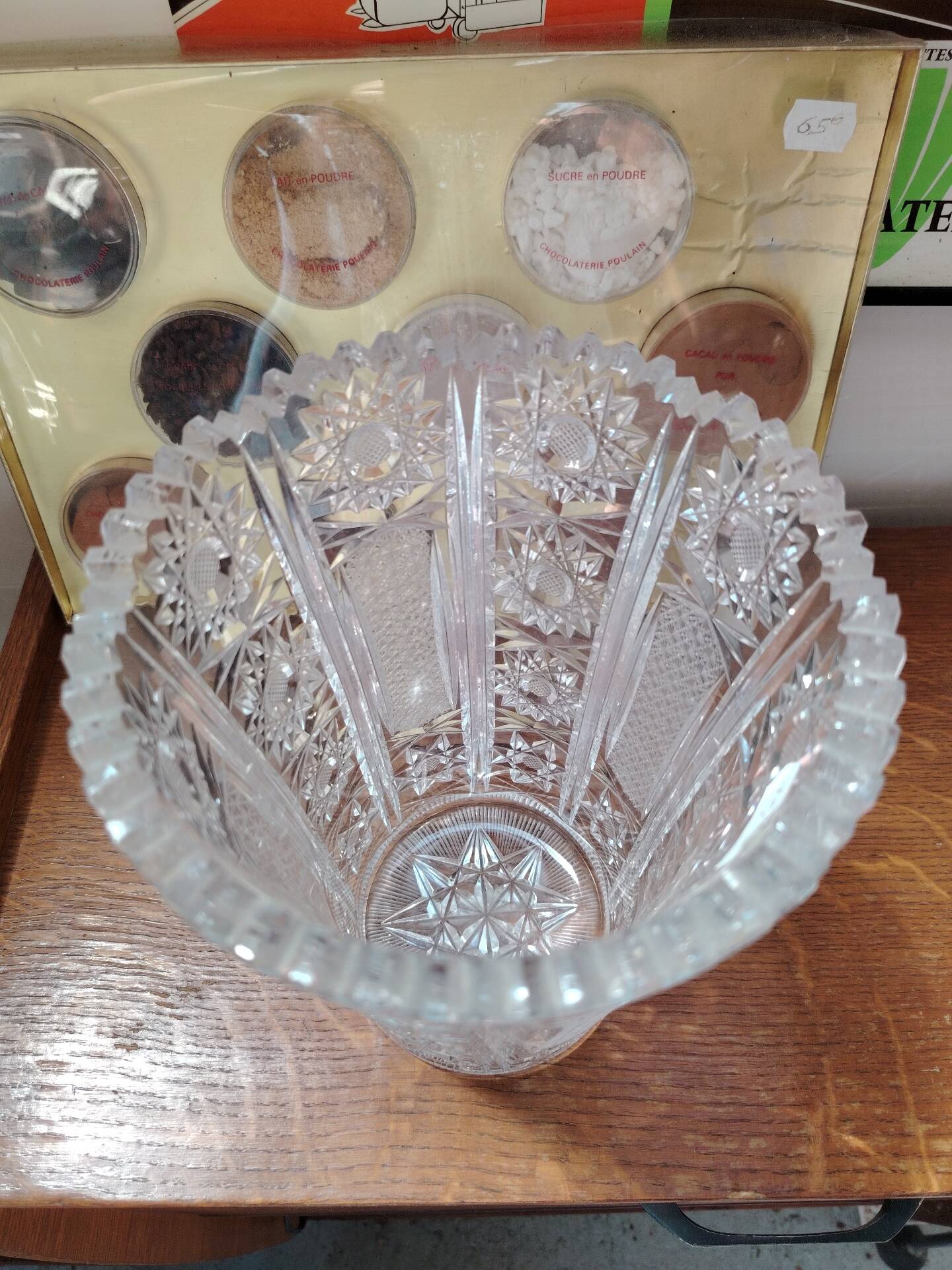 Vintage geometric cut crystal vase - 1970