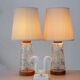 Mid-century modern Scandinavian teak and glass table lamps, set of 2