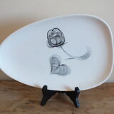 Plat vintage forme libre Niderviller modèle rose noire
