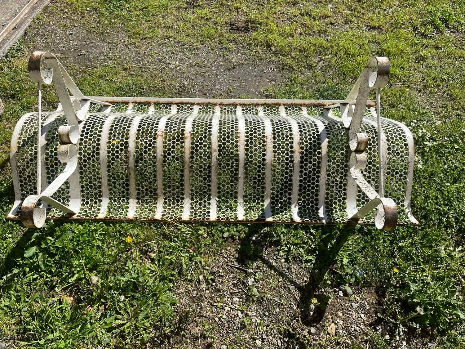 Public bench, street furniture, wrought iron garden bench
