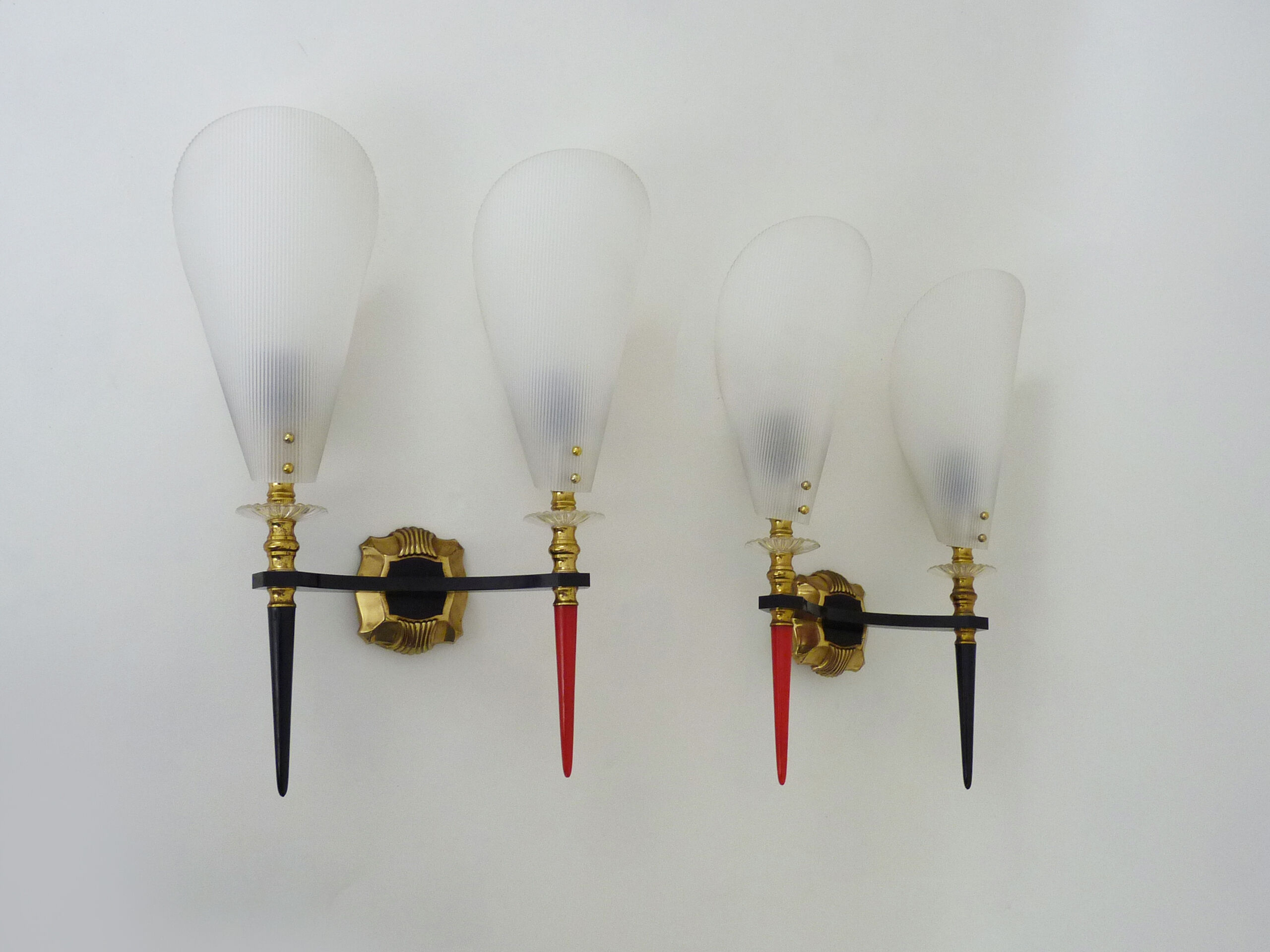 Pair of vintage Rockabilly double wall lamps