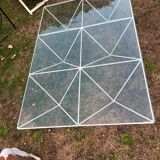 Table basse xxl verre pied métal design 80’s authentique