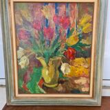 Tableau ancien Paul Hannaux Bouquet de fleur