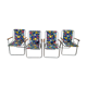 Lot de 4 chaise de camping pliante vintage bleu fleur