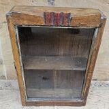 Old Art Deco wall display case in Burmese teak