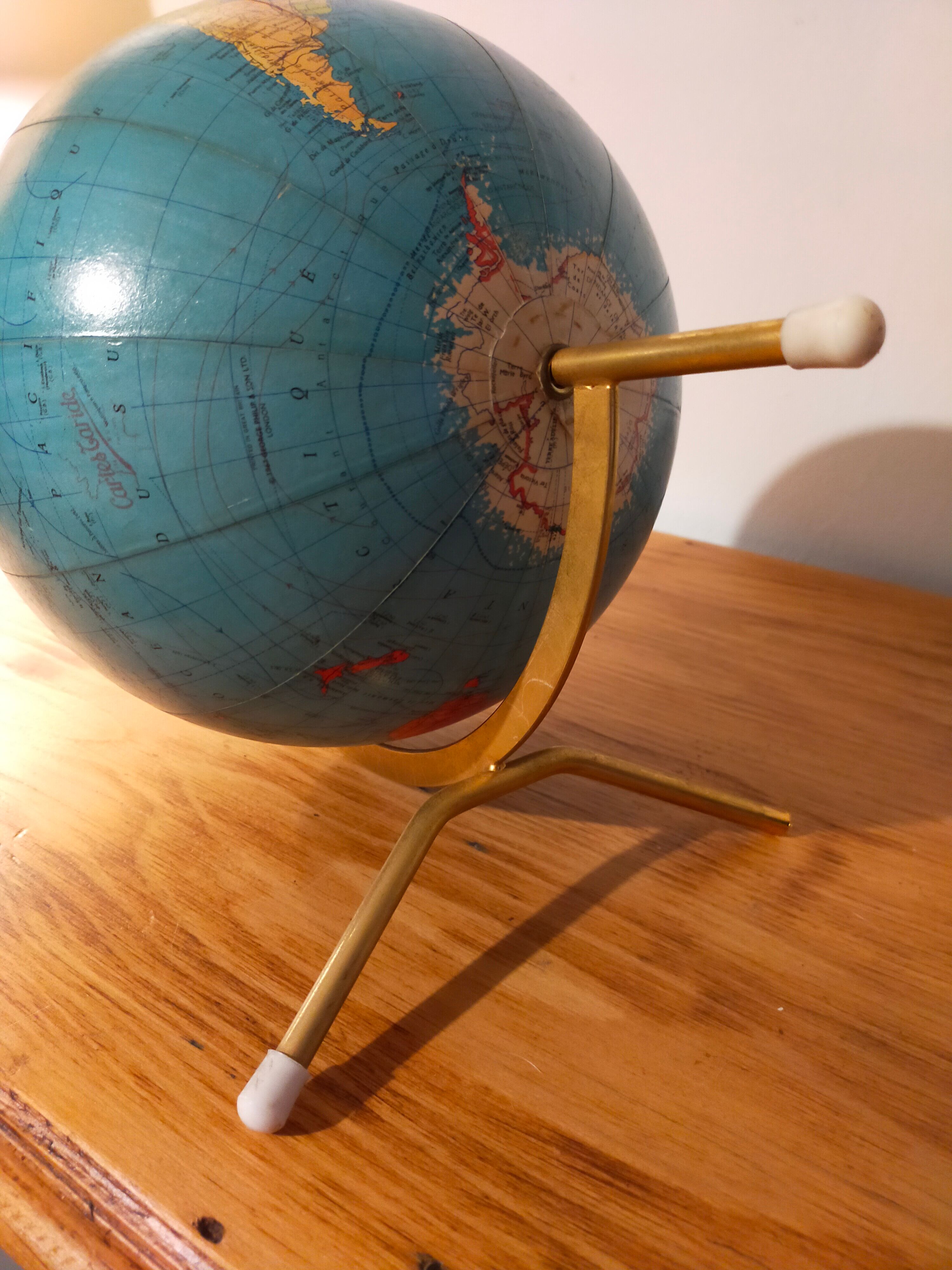 Vintage globe maps taride brass support 60s