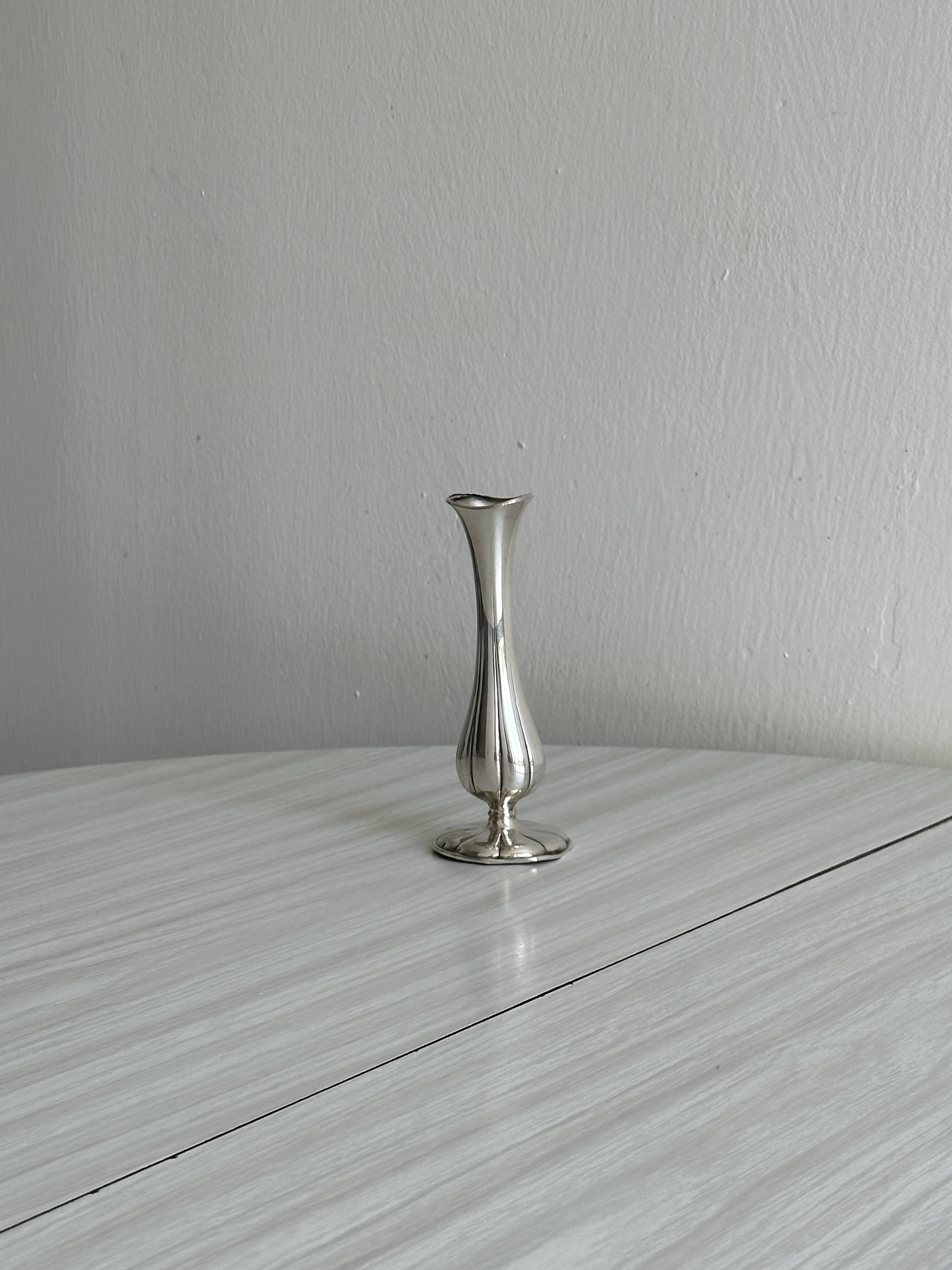 small antique silver-plated metal soliflore