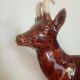 Statuette 43cm chamois on a snowy rock - polychrome ceramic