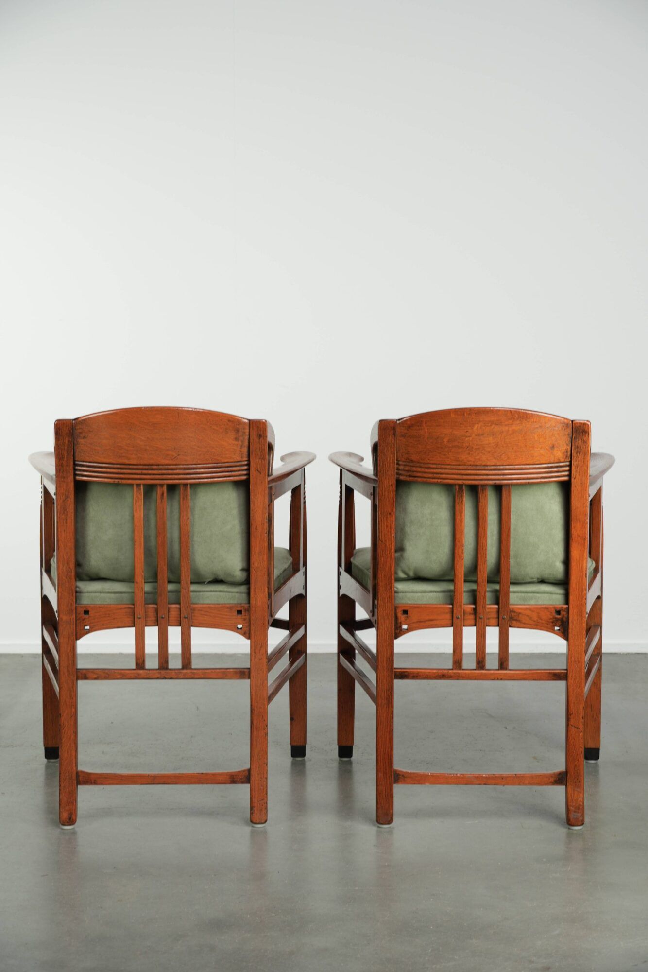 Set of 6 Art Nouveau/Jugendstil dining chairs with suede upholstery
