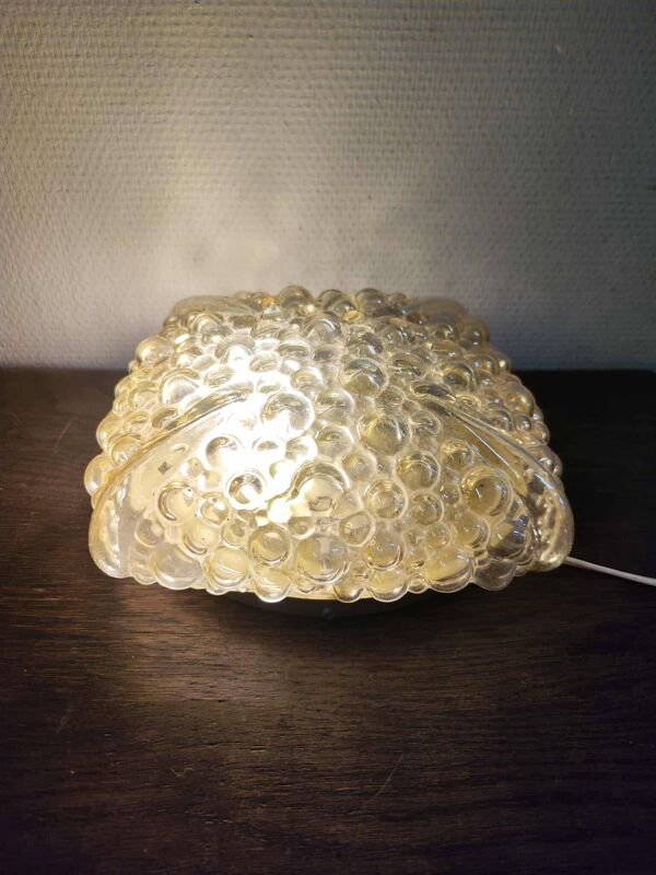 Lampe en verre bullé ambré lampe murale ou lampe à poser