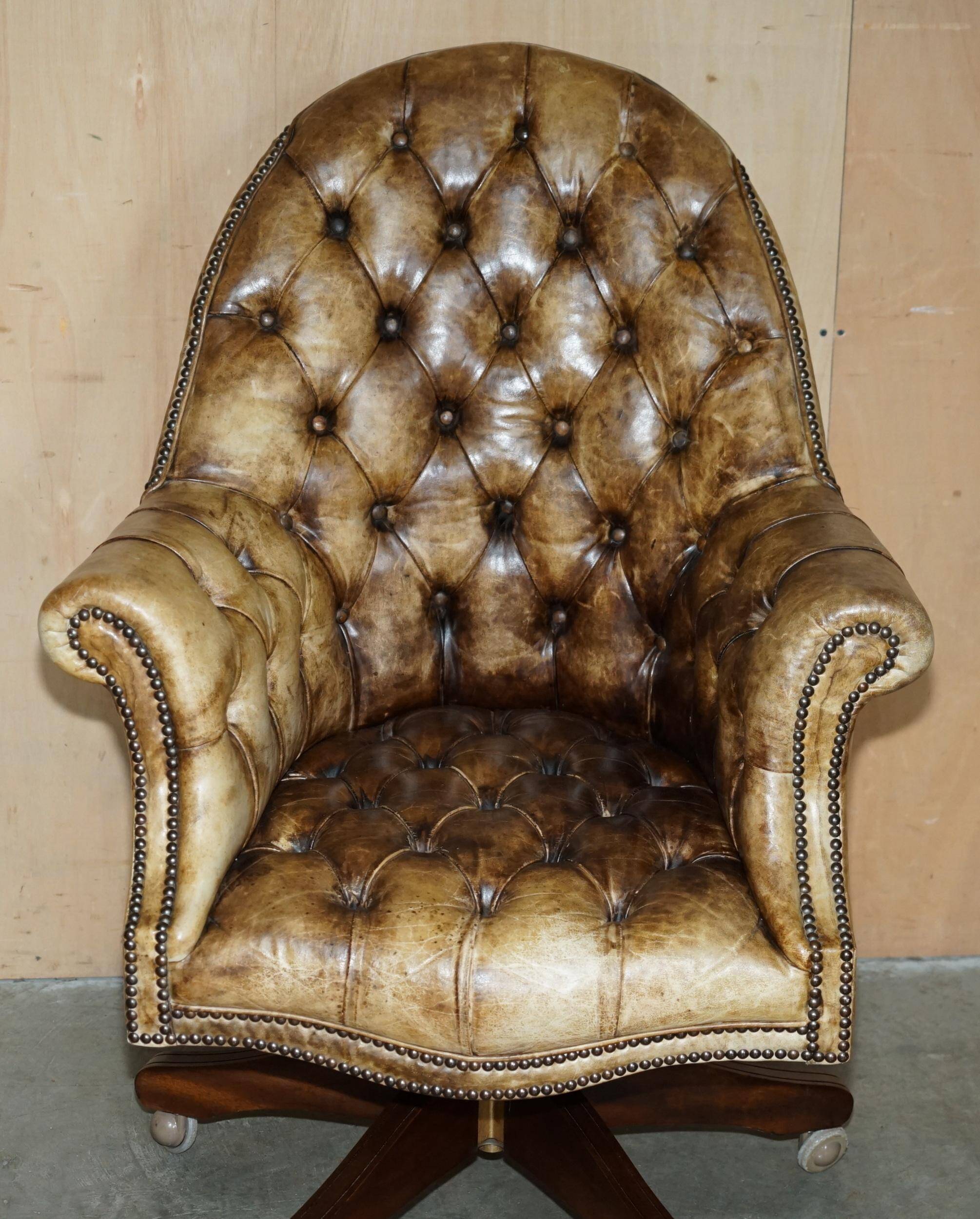 Chesterfield executive armchair in aniline leather