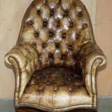Chesterfield executive armchair in aniline leather