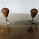 Scandinavian wall-mounted coat rack, wood and chrome-plated metal, 1960s-70s