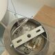 Suspension in matt white glass and stainless steel