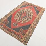 136x244 Vintage Geometric Pattern Designer Turkish Vintage Rug, 5x7