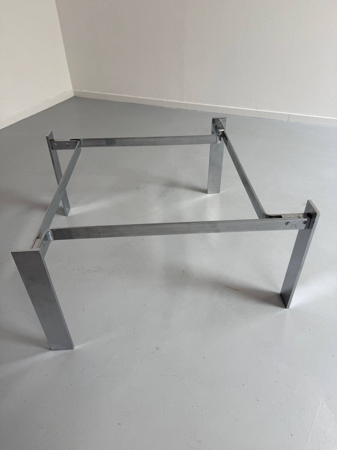 Smoked glass and chrome steel coffee table, Italian design from the 70s