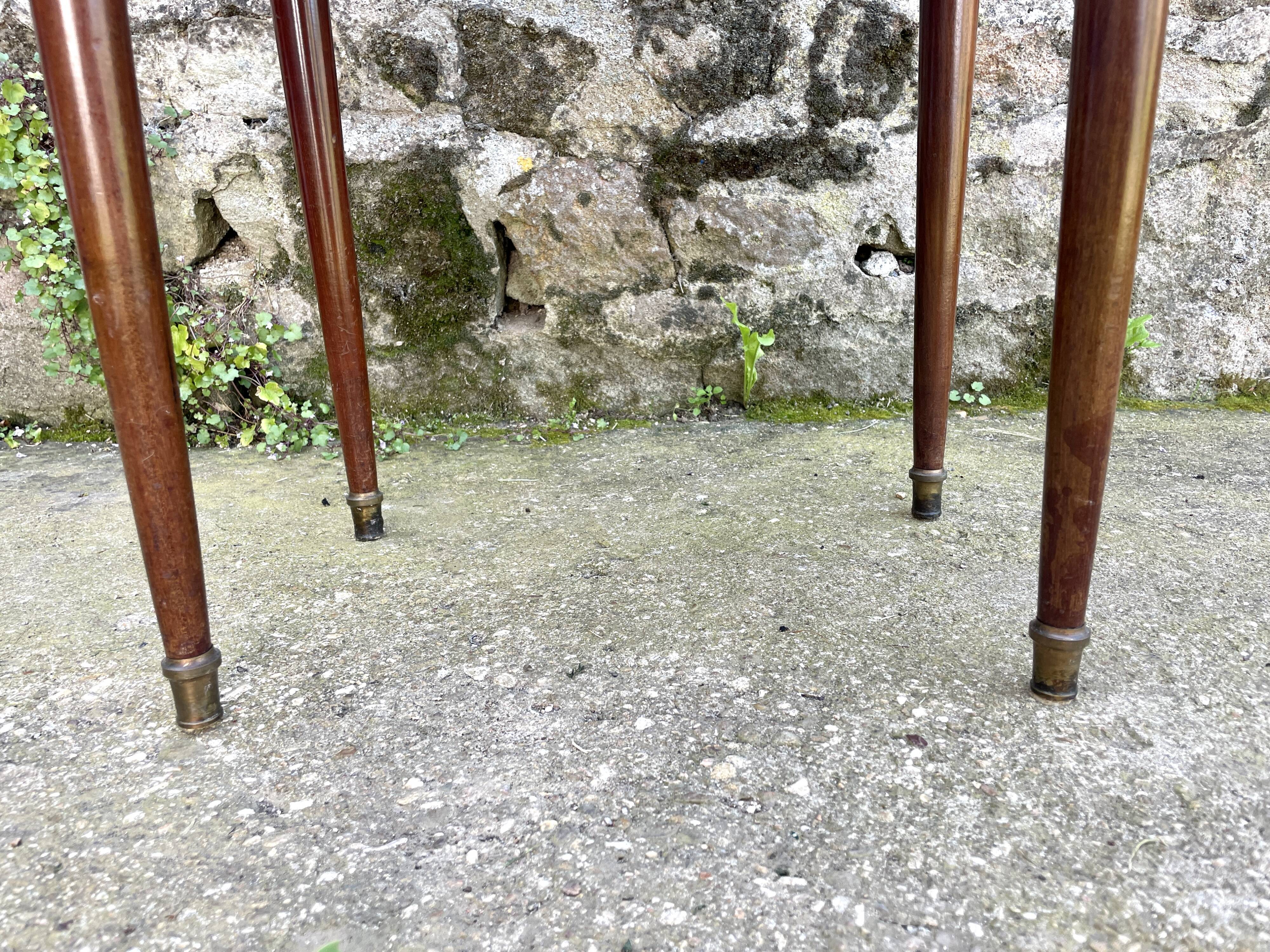 Louis XVI style bedside table in bronze, marble and ceramic