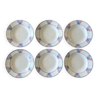6 assiettes anciennes en faïence de Lunéville
