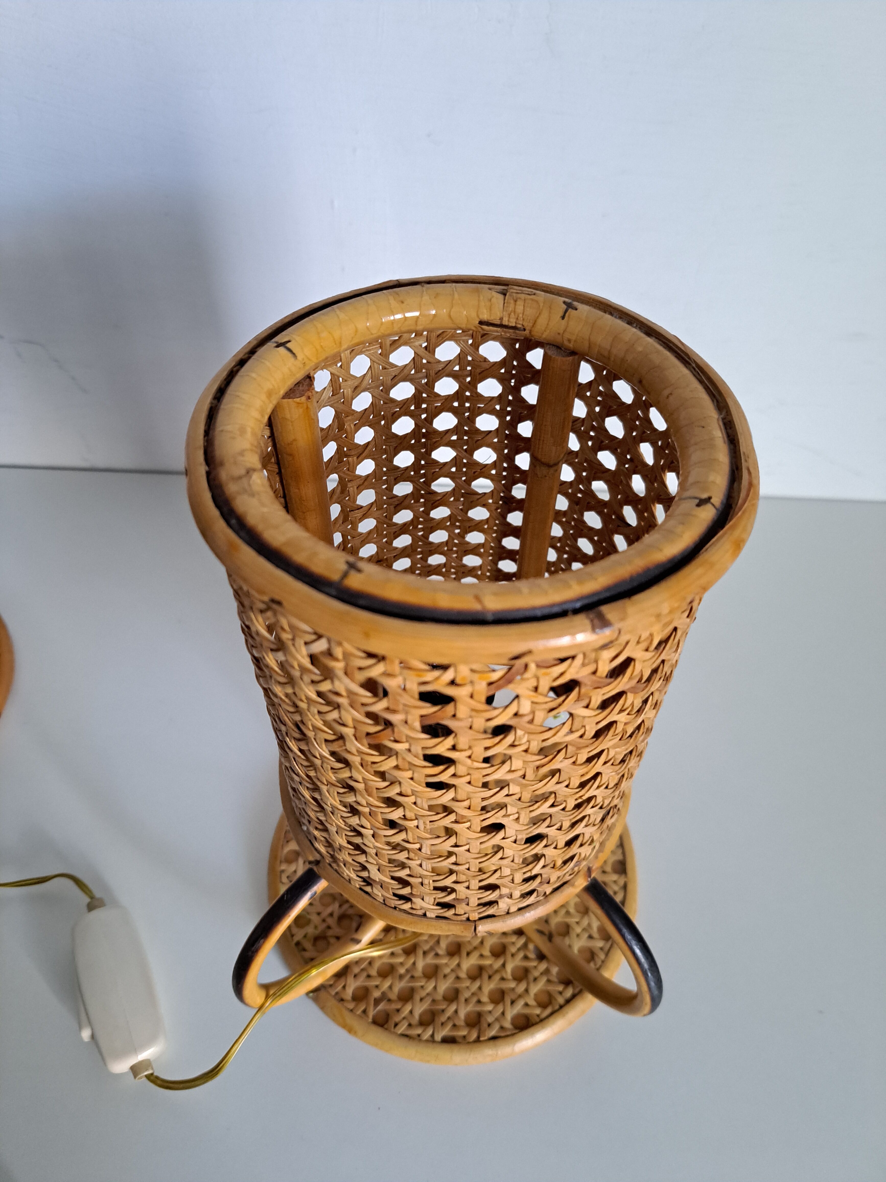 Paire de lampes de chevet bambou