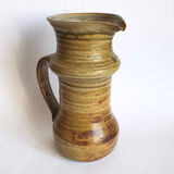 Enamelled sandstone pitcher signed