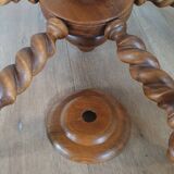 Turned wooden chandelier with 6 branches and its ceiling light