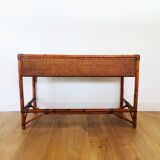 Rattan and cane desk