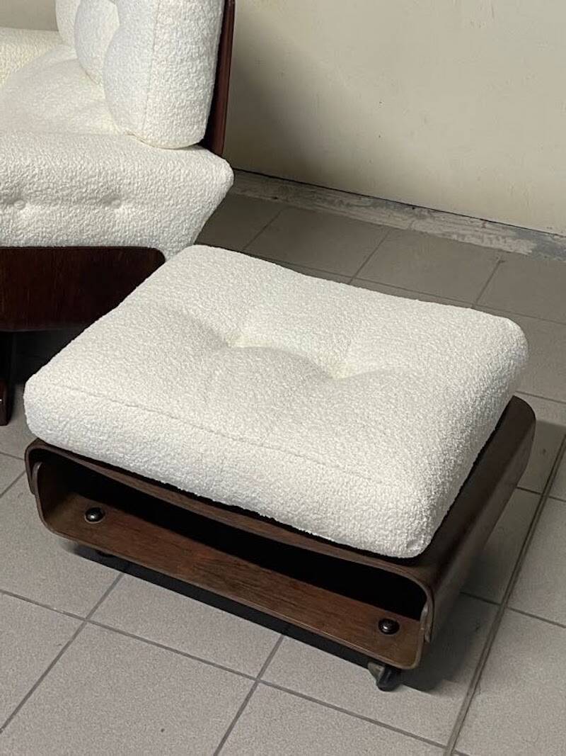 Poltrona 401 con poggiapiedi di Menilio Taro per Cinova, 1964
