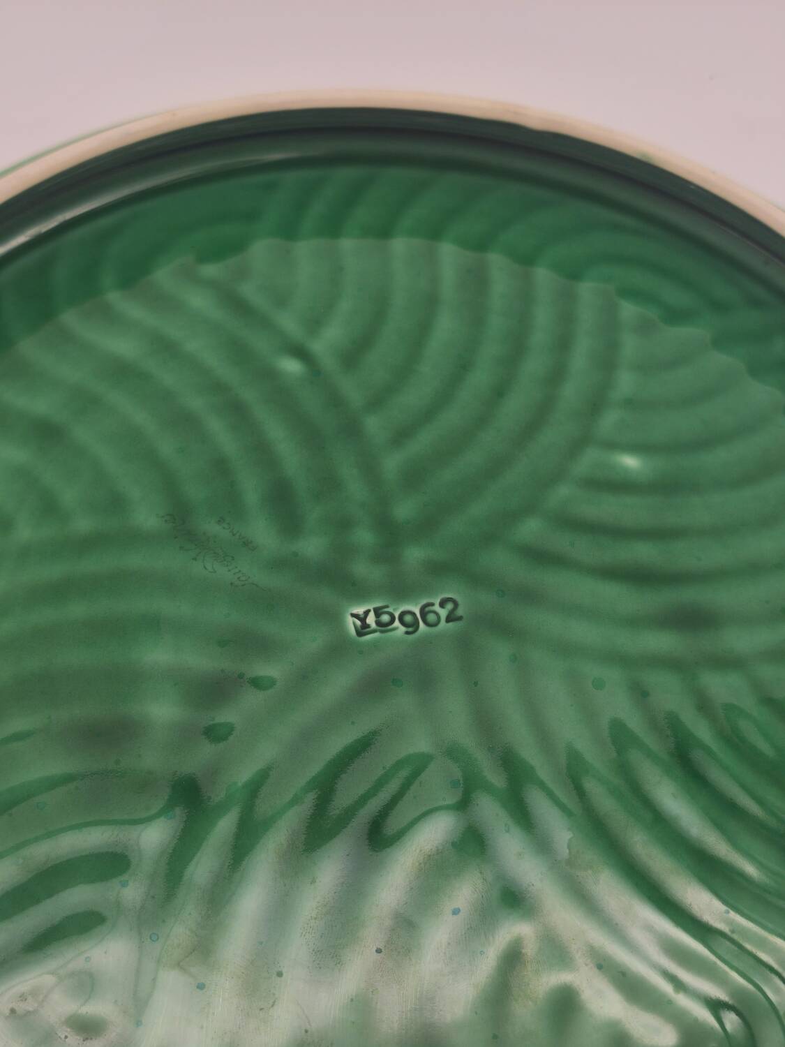 Set of green trivets Sarreguemines – Vintage ceramic