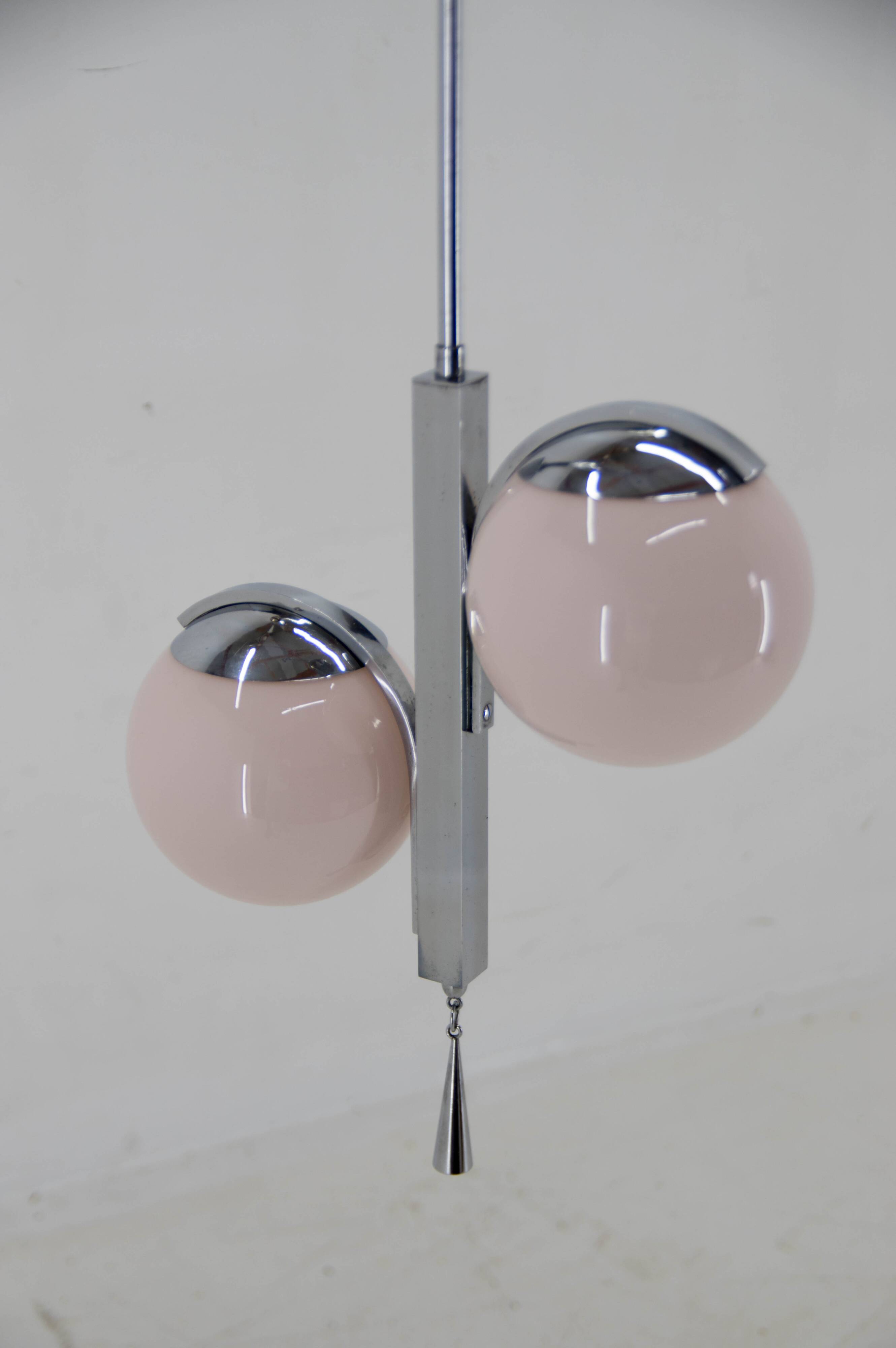 Art Deco Pink Pendant, 1930, Restored