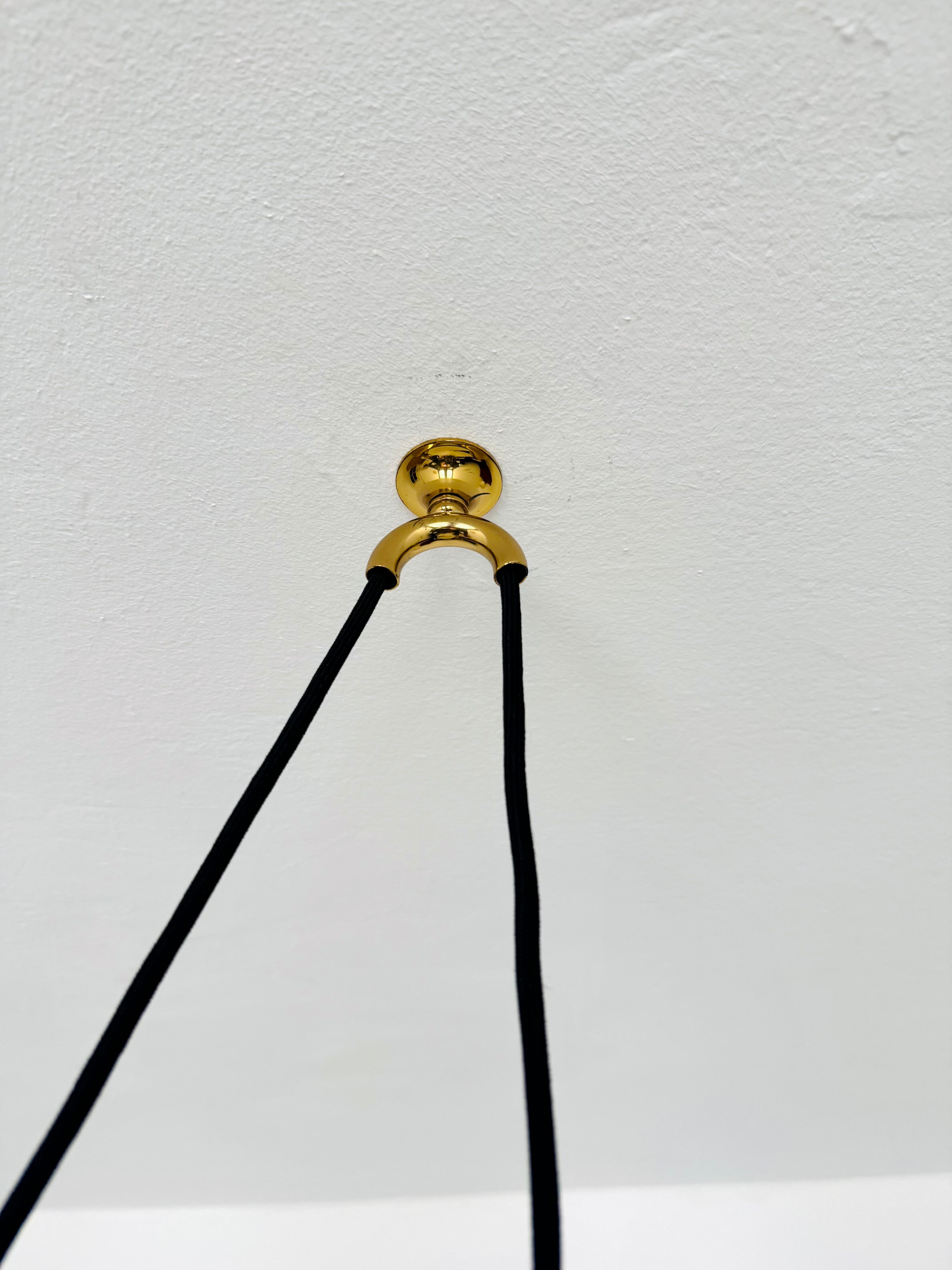 Large Adjustable Brass Pendant Lamp with Counterweight by Florian Schulz