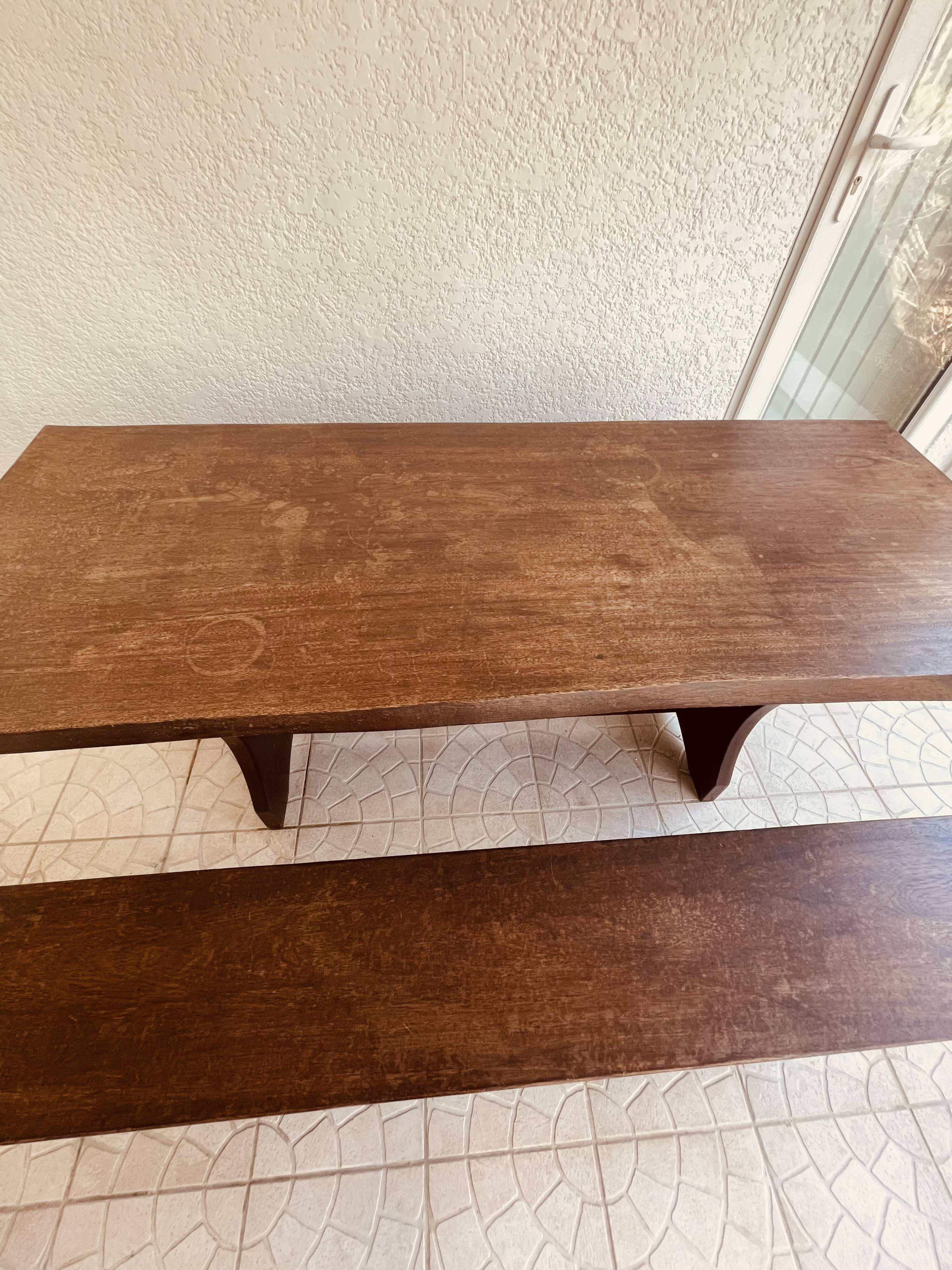 Table de Monastère Anglaise en Chêne Massif et ses 2 Bancs