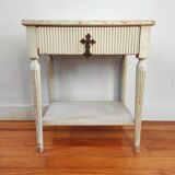 Patinated sofa end bedside