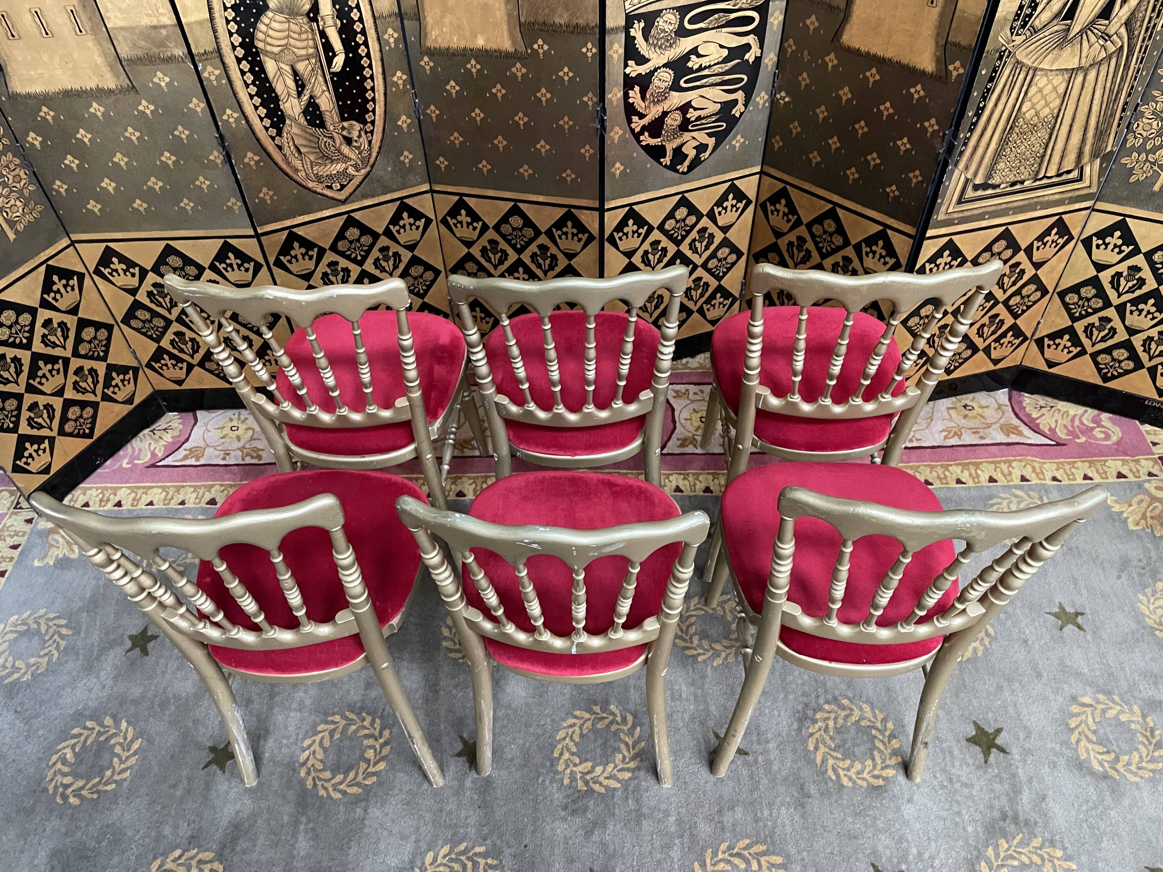Suite de 6 chaises à barrettes Napoléon III