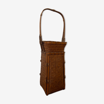 Panier en osier et bambou pour Ikebana Japon 1940