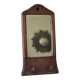 Wall-mounted coat rack mirror with solid wood hooks, brutalist mirror.