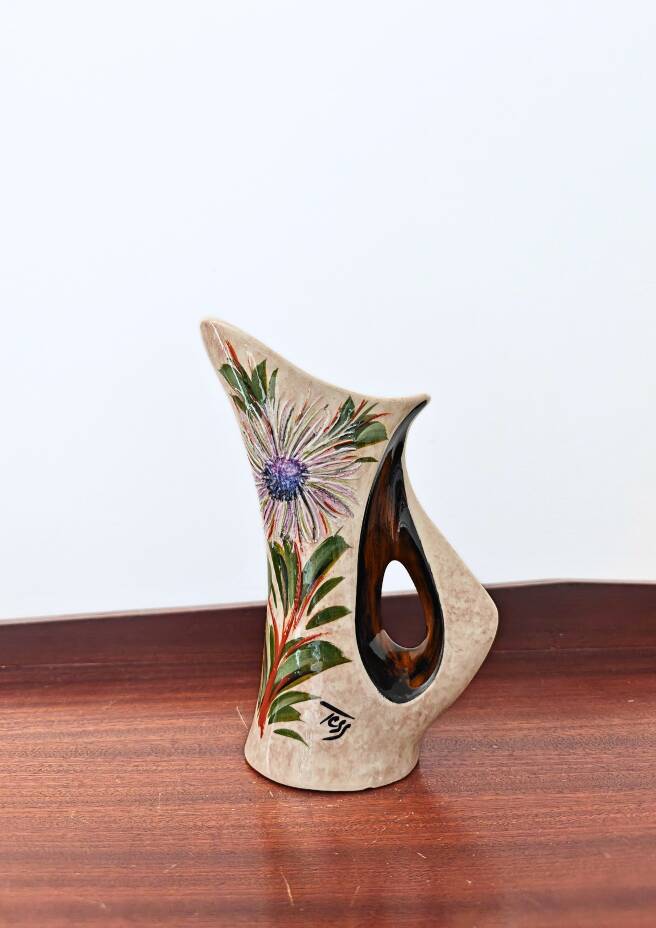Vintage Vallauris Vase Atelier Tess - Handcrafted Thistle Decor