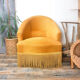 Ochre yellow velvet toad chair