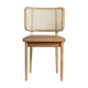 Chaise cannage bois clair cuir tabac