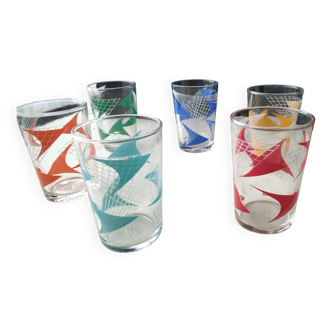 Set of 6 advertising glasses "gondolo biscuits" 1960s