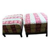 Lot 2 poufs Upholsterers in solid walnut