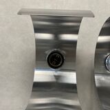 Pair of Space Age brushed metal wall lights