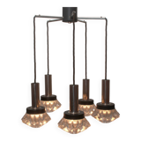1970s pendant cascade lamp in chrome and glass