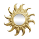 Large handcrafted sun mirror in wood and gilded stucco with gold leaf from the 1970s-80s.